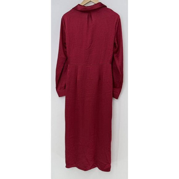NWT Mila Mae Dress Wine Red Long Sleeve Maxi Knot Front Sz M - Picture 11 of 16